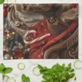 Weimaraner Hond Kerstfeest Theedoek (Gevouwen)