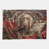 Weimaraner Hond Kerstfeest Theedoek (Horizontaal)