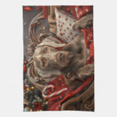 Weimaraner Hond Kerstfeest Theedoek (Verticaal)
