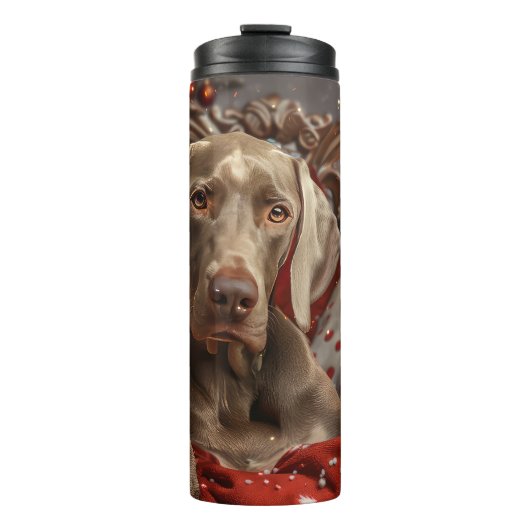 Weimaraner Hond Kerstfeest Thermosbeker (Voorkant)