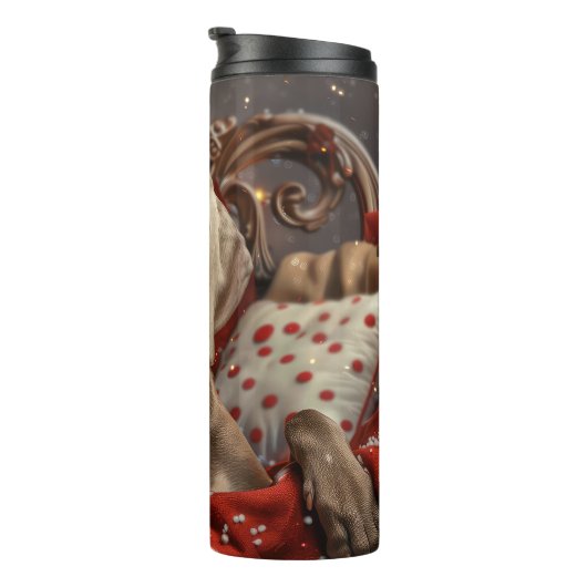 Weimaraner Hond Kerstfeest Thermosbeker (Geroteerd rechts)