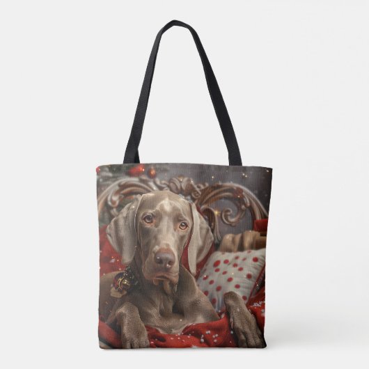 Weimaraner Hond Kerstfeest Tote Bag (Achterkant)