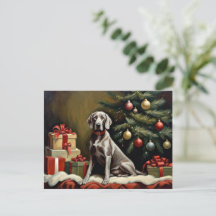 Weimaraner hond Kerstmis Briefkaart