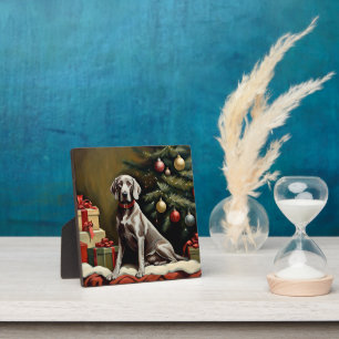 Weimaraner hond Kerstmis Fotoplaat