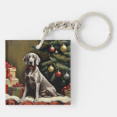 Weimaraner hond Kerstmis Sleutelhanger (Achterkant)