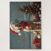 Weimaraner Hond Kerstmis Vintage Strand Legpuzzel (Verticaal)