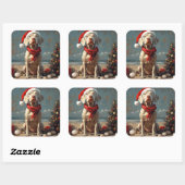 Weimaraner Hond Kerstmis Vintage Strand Vierkante Sticker (Vel)