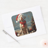 Weimaraner Hond Kerstmis Vintage Strand Vierkante Sticker (Envelop)