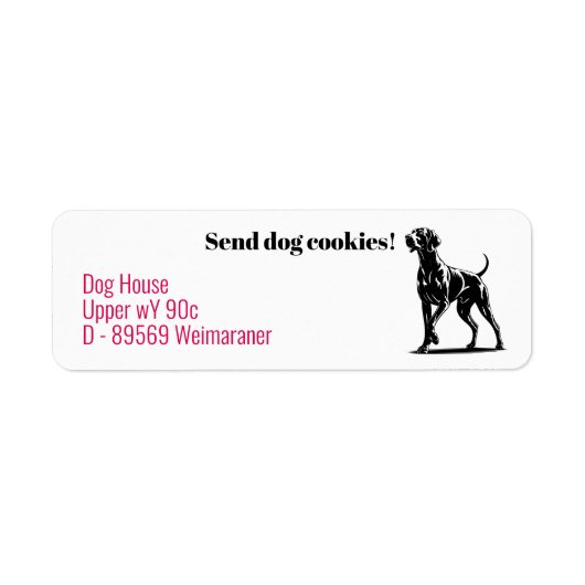 Weimaraner Hond Label (Voorkant)