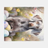 Weimaraner Hond met Paaseieren Vakantie Fleece Deken (Voorkant (Horizontaal))
