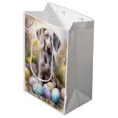 Weimaraner Hond met Paaseieren Vakantie Medium Cadeauzakje (Voorkant Gekanteld)