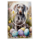 Weimaraner Hond met Paaseieren Vakantie Medium Cadeauzakje (Voorkant)