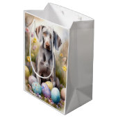 Weimaraner Hond met Paaseieren Vakantie Medium Cadeauzakje (Achterkant Gekanteld)