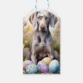 Weimaraner hond met Pasen Eieren Vakantie Cadeaulabel (Voorkant)
