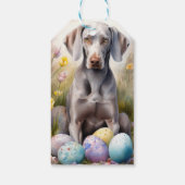Weimaraner hond met Pasen Eieren Vakantie Cadeaulabel (Achterkant)
