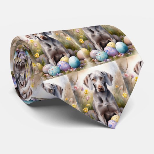 Weimaraner hond met Pasen eieren vakantie Stropdas (Opgerold)