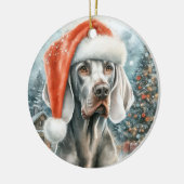 Weimaraner Hond met Santa Hat Kerstmis Keramisch Ornament (Links)