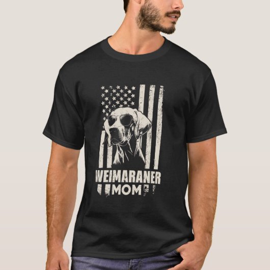 Weimaraner Hond Moeder Amerikaanse Vlag Geschenken T-shirt (Voorkant)