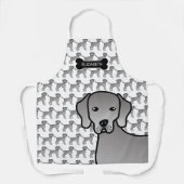 Weimaraner Hond Moppige Cartoon Illustratie & Naam Schort (Voorkant)