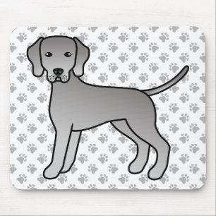 Weimaraner Hond Moppige Cartoon Illustratie & Poot Muismat