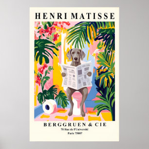 Weimaraner-hond op een toilet kunstprint - Schatti Poster