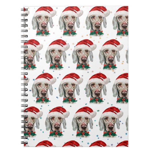 Weimaraner Hond Ras Kerststerren Notitieboek (Voorkant)