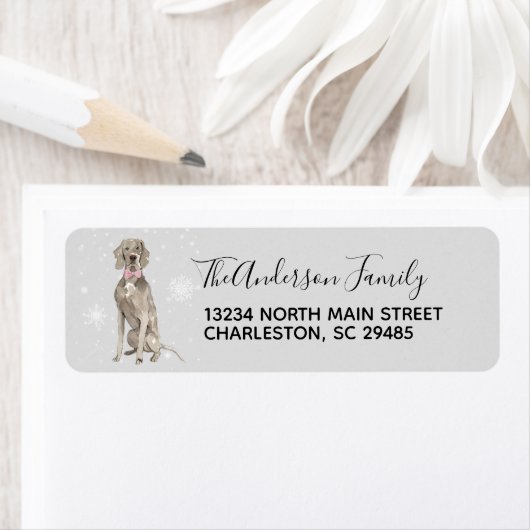 Weimaraner Hond Retouradres Labels (Insitu)