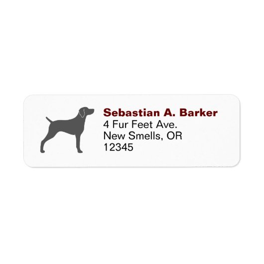Weimaraner Hond Silhouet Retouradres Labels (Voorkant)
