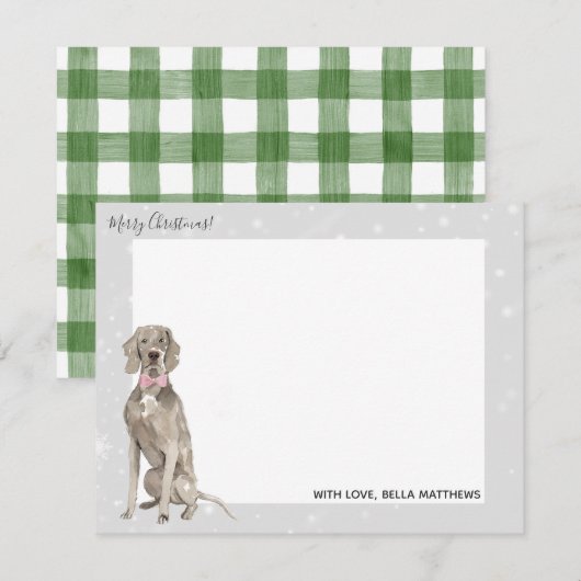 Weimaraner Hond Thuis voor de Feestdagen Kerstmis Notitiekaartje (Voorkant / Achterkant)