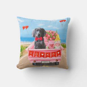 Weimaraner-hond Valentijnsdag Truck Harten Kussen