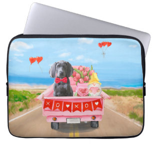 Weimaraner-hond Valentijnsdag Truck Harten Laptop Sleeve