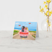 Weimaraner-hond Valentijnsdag-vrachtwagenharten Kaart (Gele Bloem)