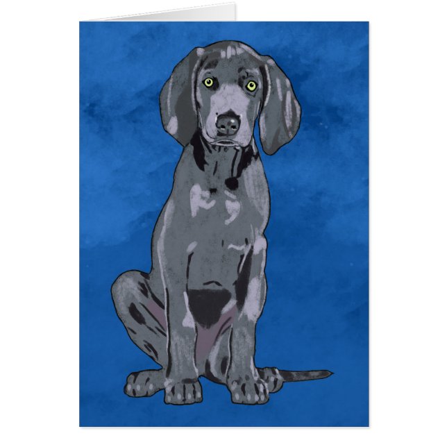 Weimaraner Hond Waterverf Kunstportret Faux (Voorkant)