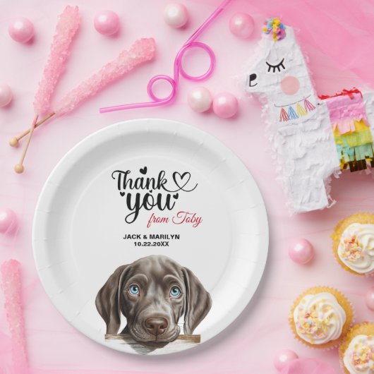 Weimaraner Hondenbruiloft Dank u Papieren Bordje (Feest)