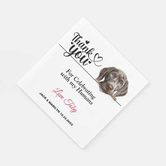 Weimaraner Hondenbruiloft Dank u Servet (Hoek)