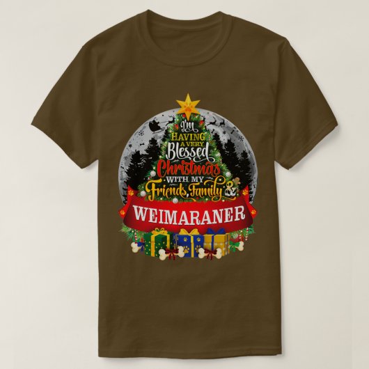 Weimaraner Hondenliefhebbers kerstmis T-shirt (Design voorkant)
