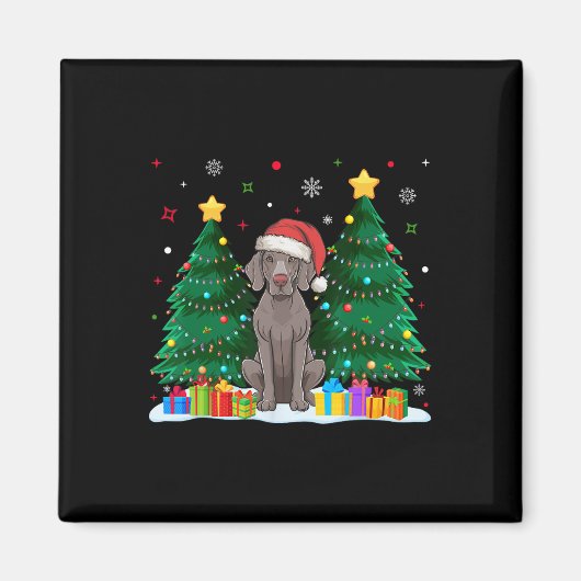 Weimaraner Hondenliefhebbers Santa Hat Ugly Christ Magneet (Voorkant)