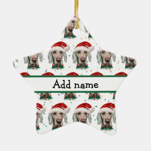 Weimaraner hondenras kerst sterren keramisch ornament