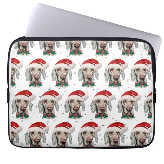 Weimaraner hondenras kerst sterren laptop sleeve (Voorkant)
