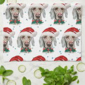 Weimaraner hondenras Kerststerren Theedoek (Gevouwen)