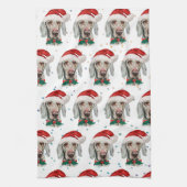 Weimaraner hondenras Kerststerren Theedoek (Verticaal)
