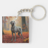 Weimaraner in de herfst Bladeren val inspireren Sleutelhanger (Achterkant)