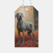 Weimaraner in de herfst laat Herfst inspireren Cadeaulabel (Voorkant)
