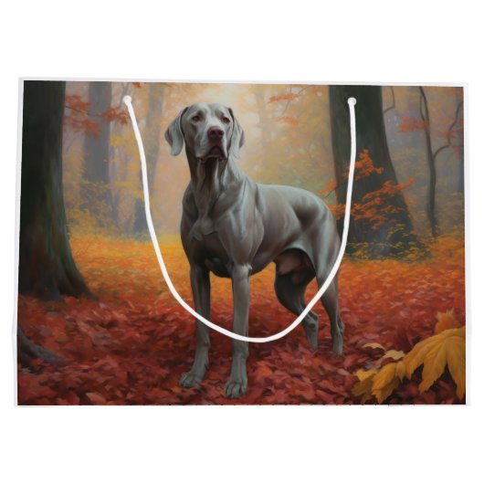 Weimaraner in de herfst laat Herfst inspireren Groot Cadeauzakje (Achterkant)