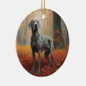 Weimaraner in de herfst laat Herfst inspireren Keramisch Ornament (Rechts)