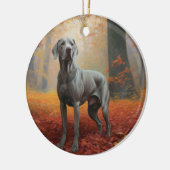 Weimaraner in de herfst laat Herfst inspireren Keramisch Ornament (Links)