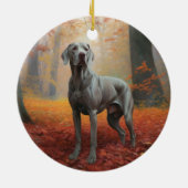 Weimaraner in de herfst laat Herfst inspireren Keramisch Ornament (Achterkant)