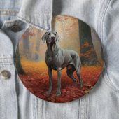 Weimaraner in de herfst laat Herfst inspireren Ronde Button 6,0 Cm (In situ)