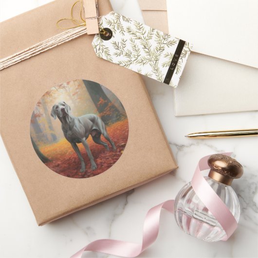 Weimaraner in de herfst laat Herfst inspireren Ronde Sticker (Geschenken)