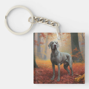 Weimaraner in de herfst laat Herfst inspireren Sleutelhanger